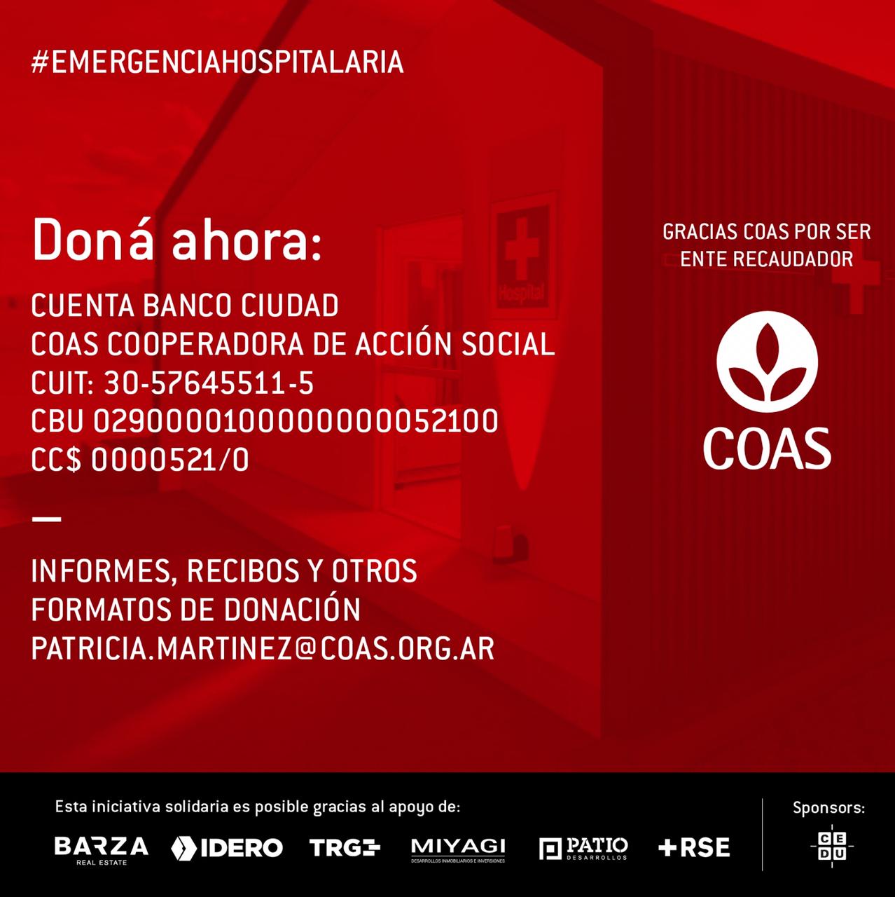 EMERGENCIA HOSPITALARIA: UNA CAMPAÑA DE RESPONSABILIDAD SOCIAL BUSCA FONDOS PARA DONAR MÓDULOS DE EMERGENCIA